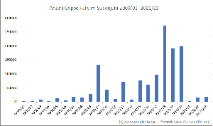 Anzahl der Grippe-Flle 2000-2023