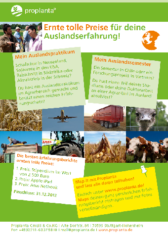 Plakat Projekt Auslandserfahrungen im Agrarbereich